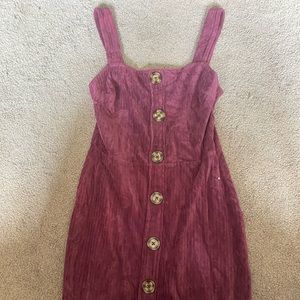 Maroon striped dress with buttons